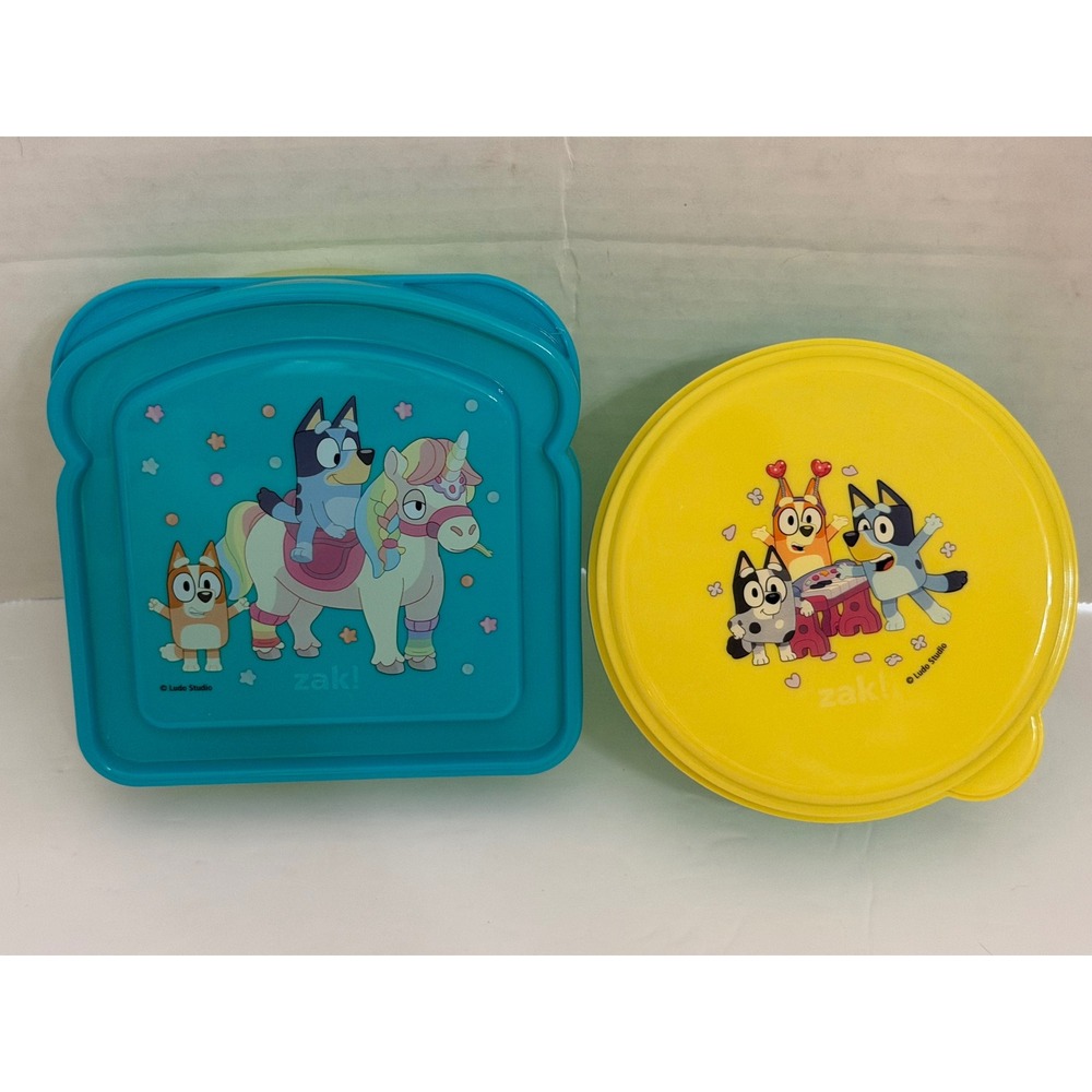 Zak Designs Bluey Sandwich and Snack Container Set Teal Yellow FTY-105-1025